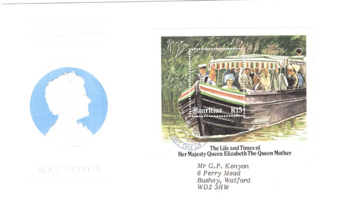 1985 7 June - life and stype of Queen Mother Sheet cover