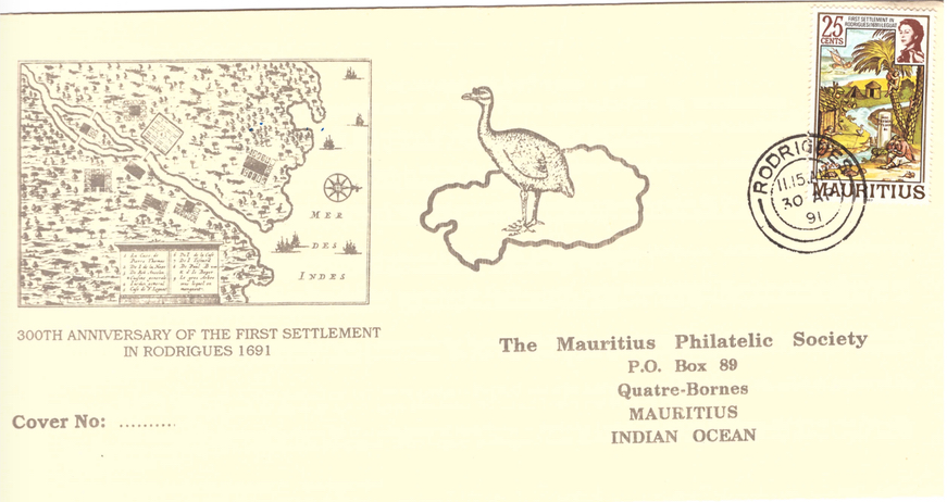 1991 30 April - 300th anniv of first settlement in Rodrigues - SC MPS