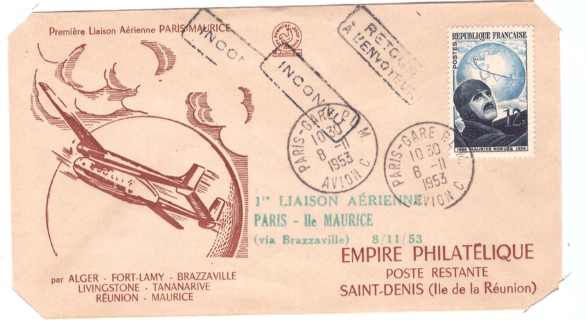 1er liasion aerienne Maurice France 1945